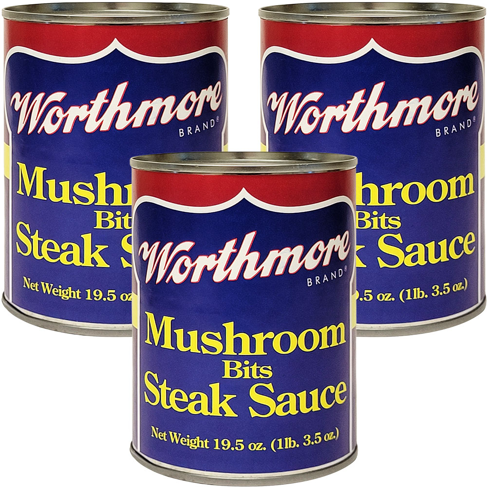 Worthmore Mushroom Bits Steak Sauce 19.5oz Can 3pk