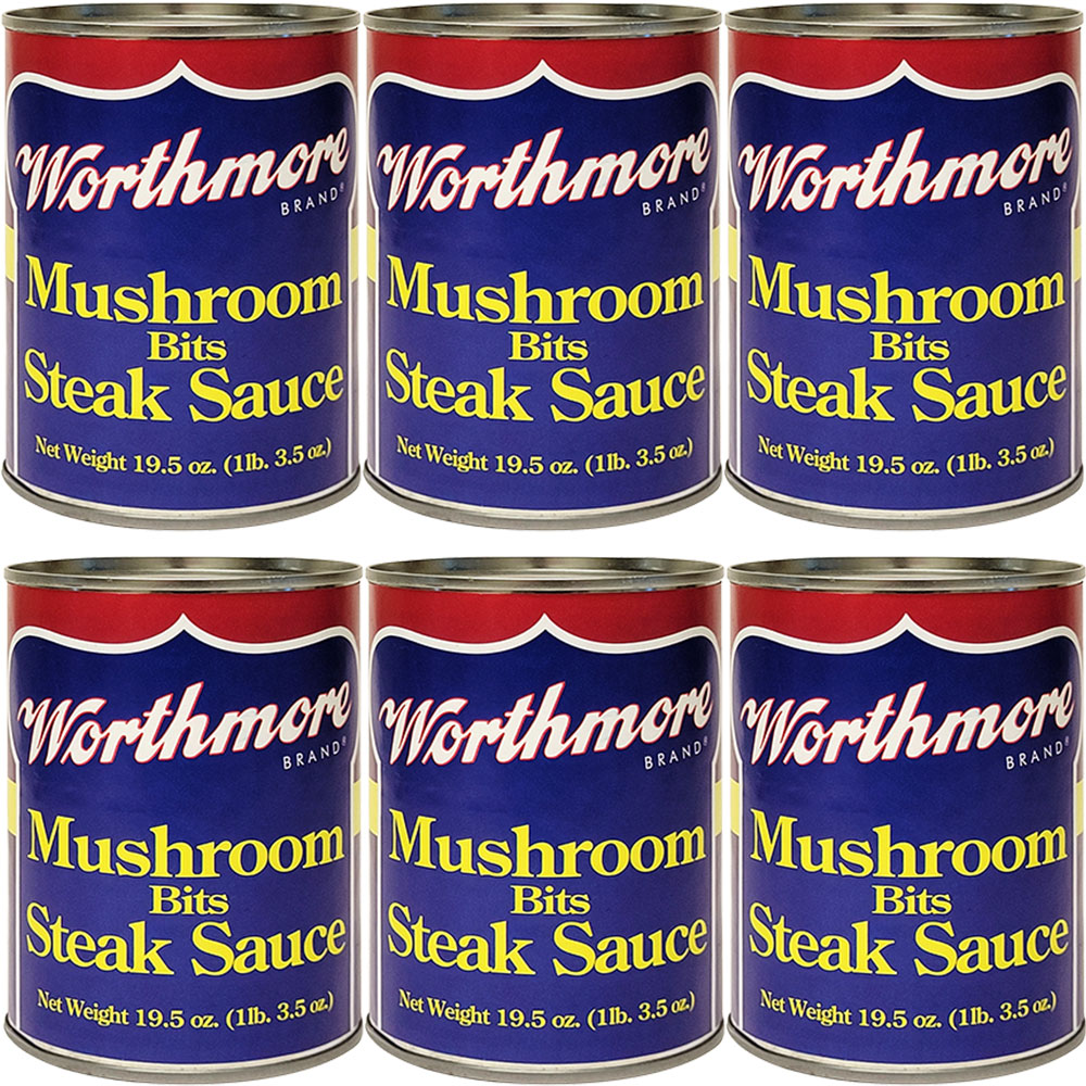 Worthmore Mushroom Bits Steak Sauce 19.5oz Can 6pk