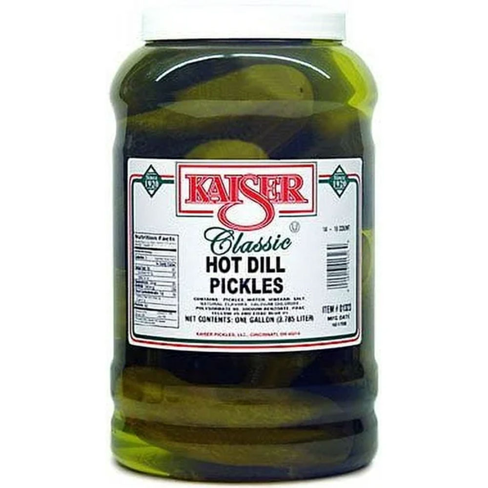 Kaiser Hot Dill Pickles 14 to 16 Count Gallon Jar