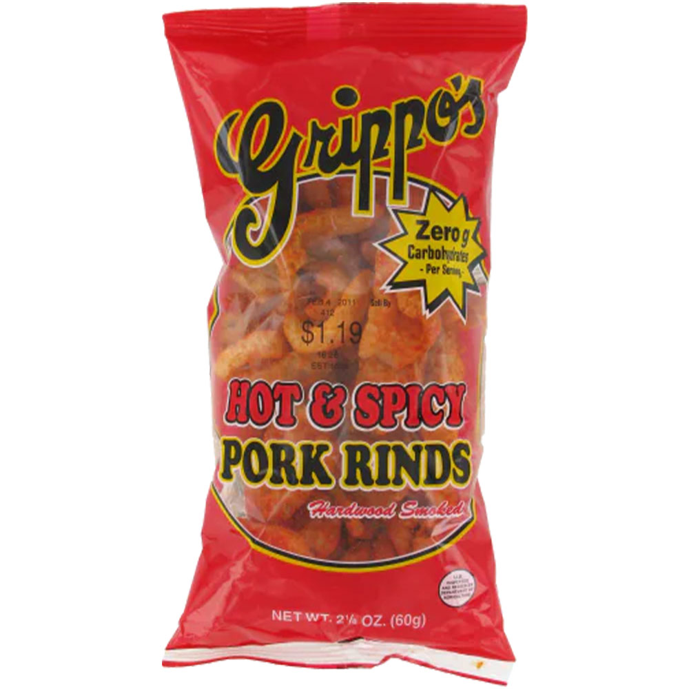 Grippo's Hot and Spicy Pork Rinds 2oz Bags 24ct