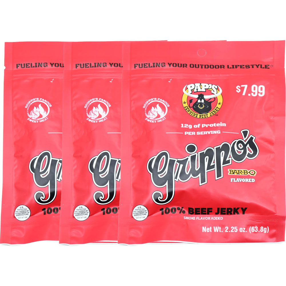 Grippo's BBQ Beef Jerky 2.25oz Bag 3 Pack