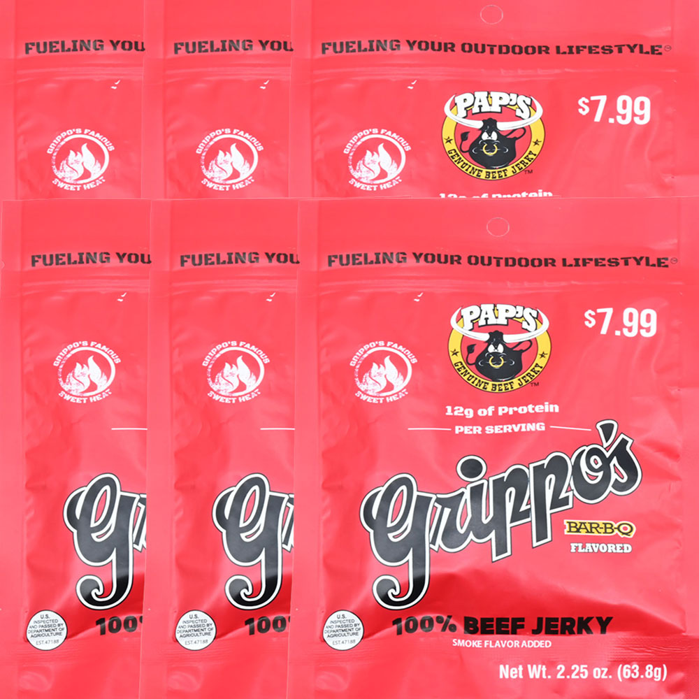 Grippo's BBQ Beef Jerky 2.25oz Bag 6 Pack