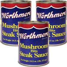Worthmore Mushroom Bits Steak Sauce 19.5oz Can 3pk