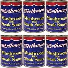 Worthmore Mushroom Bits Steak Sauce 19.5oz Can 6pk