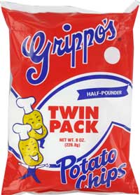 Grippos Plain Potato Chips Twin Pack 8oz Bag 6pk 