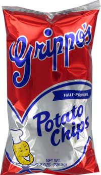 Grippos Plain Potato Chips 8oz Bag 12pk 